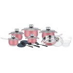 Herenthal Σετ μαγειρικά σκεύη και εργαλεία κουζίνας σε ροζ χρώμα 18 τμχ HT-1801BBR